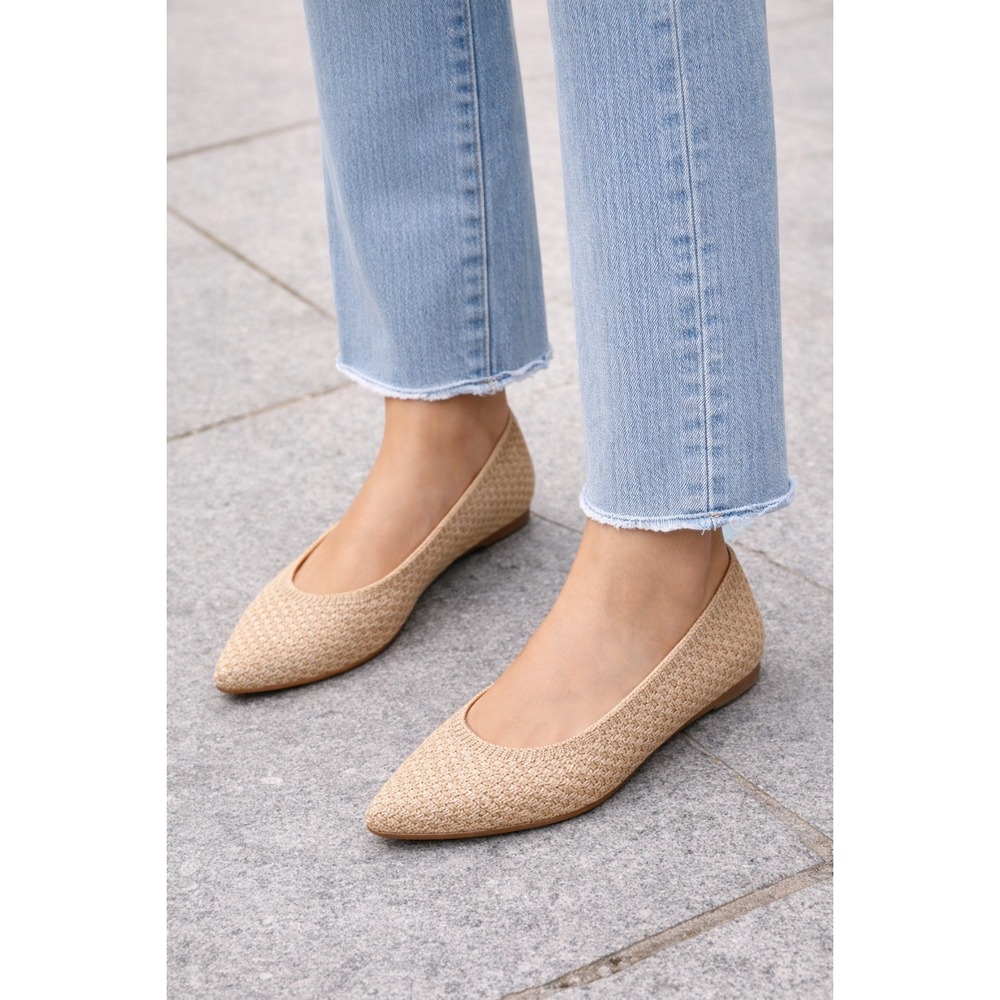 Vivaia Aria 5 Pointed Toe Flats Sand Woven‎ Hemp Sustainable Shoes EU/39 US/8